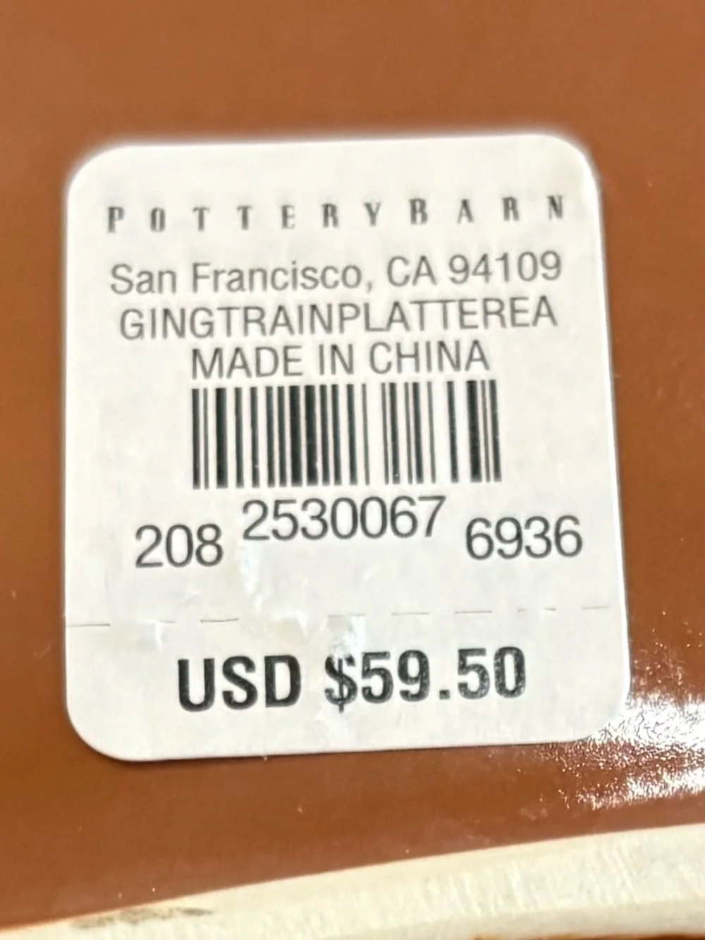 POTTERY BARN LARGE GINGERBREAD TRAIN STONEWARE SERVING PLATTER NEW